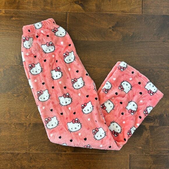 NEW Hello Kitty Fleece Pajama Pants Pink/Peach sz XS / Small Sanrio Kawaii - Picture 2 of 3